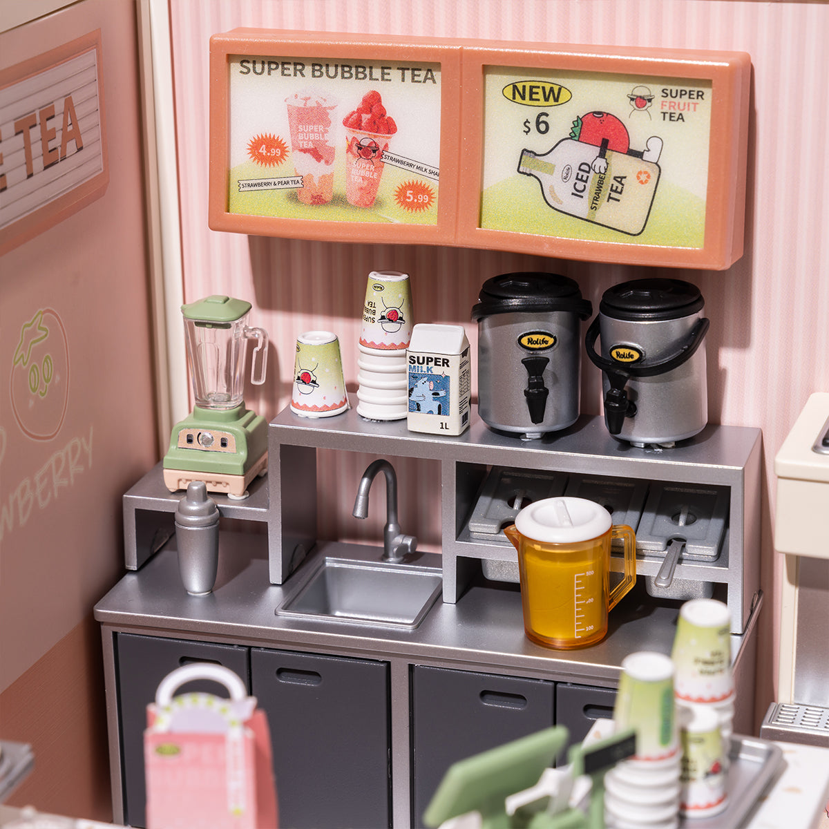 Rolife Super Creator Double Joy Bubble Tea DIY Miniature House Kit DW006
