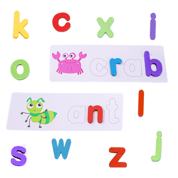 Kids' Spelling Game - Wooden Letters & Word Cards