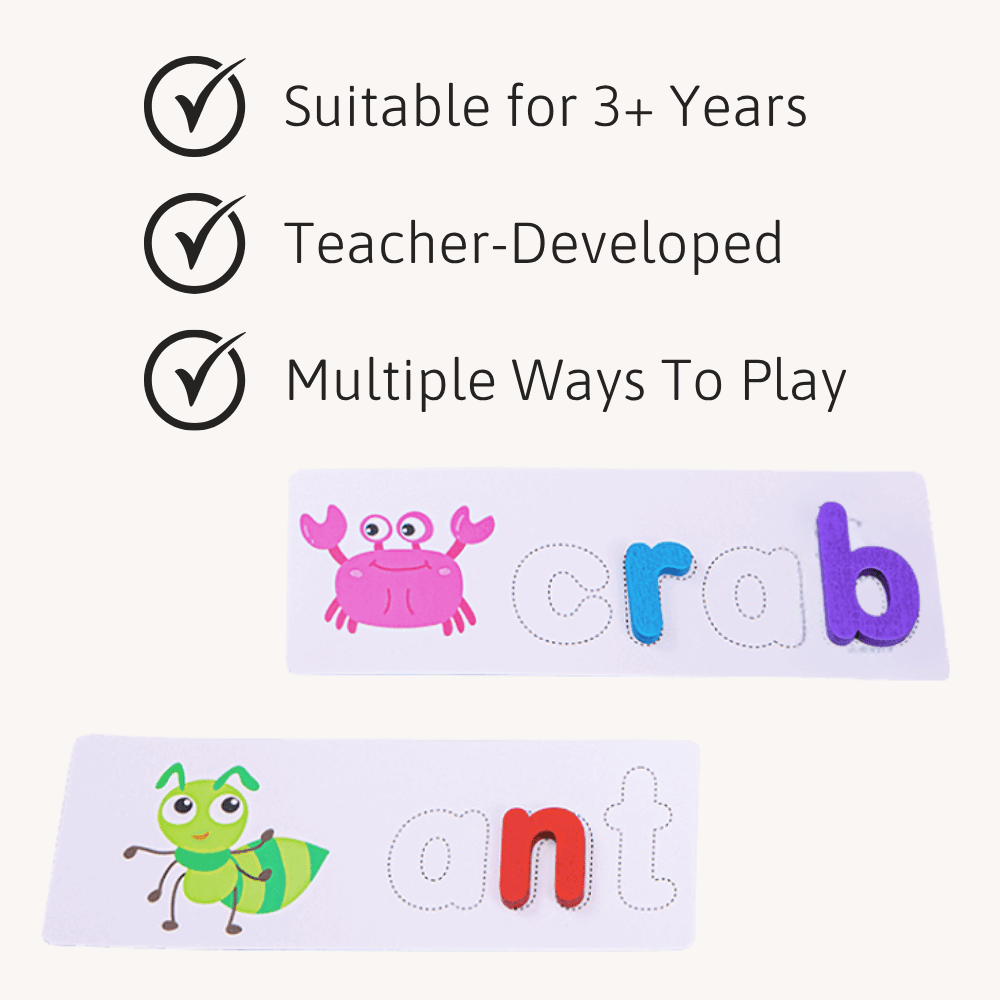 Kids' Spelling Game - Wooden Letters & Word Cards