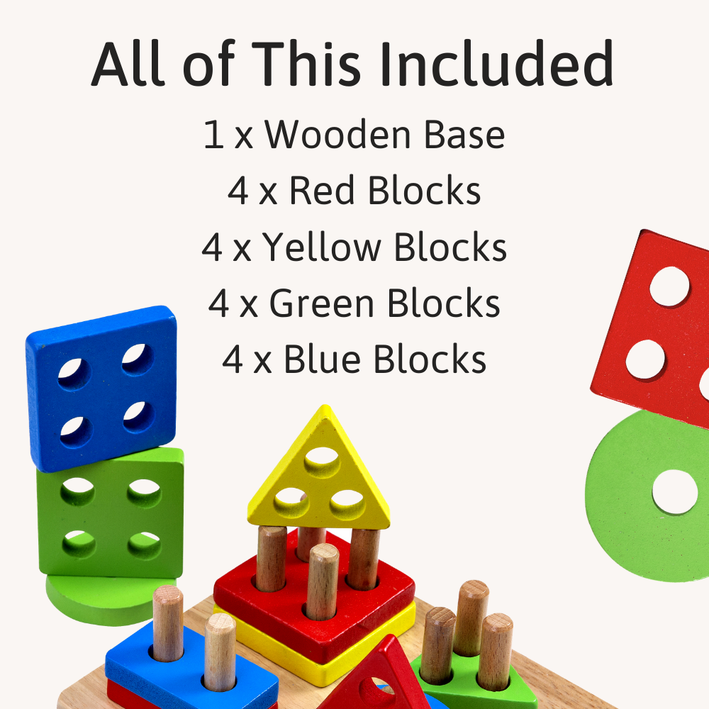 Wooden Puzzle Board - Geometric Stacking Toy
