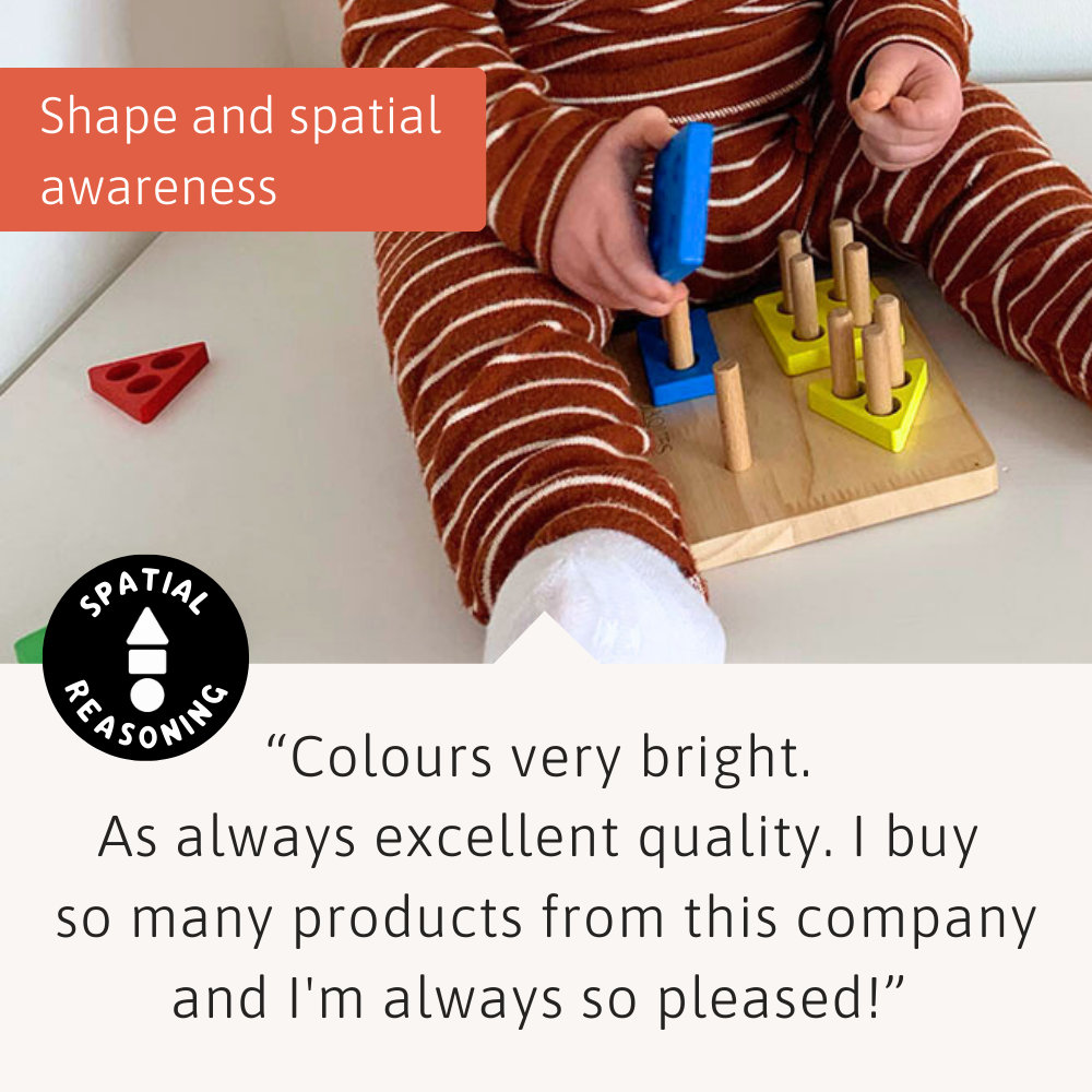 Wooden Puzzle Board - Geometric Stacking Toy