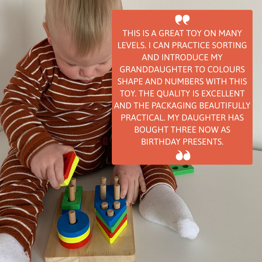 Wooden Puzzle Board - Geometric Stacking Toy