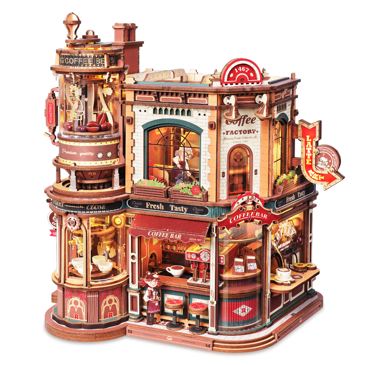 ROKR Dream Coffee Factory Music Box Wooden 3D Puzzle EAB02